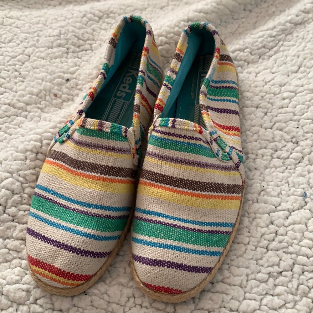 SOLD - KEDS SOUTHWESTERN SERAPE STRIPE SLIP ON SHOES SLIDES SIZE 7 AZTEC TRIBAL